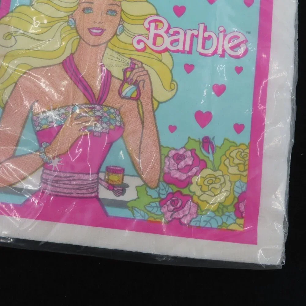 VTG Unique Industries Barbie 1989 Luncheon Napkins 16ct 13in x 13in NEW Sealed